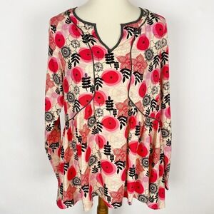 Matilda‎ Jane Make Believe Mistletoe Magic Floral Peplum Tunic Top Women S New
